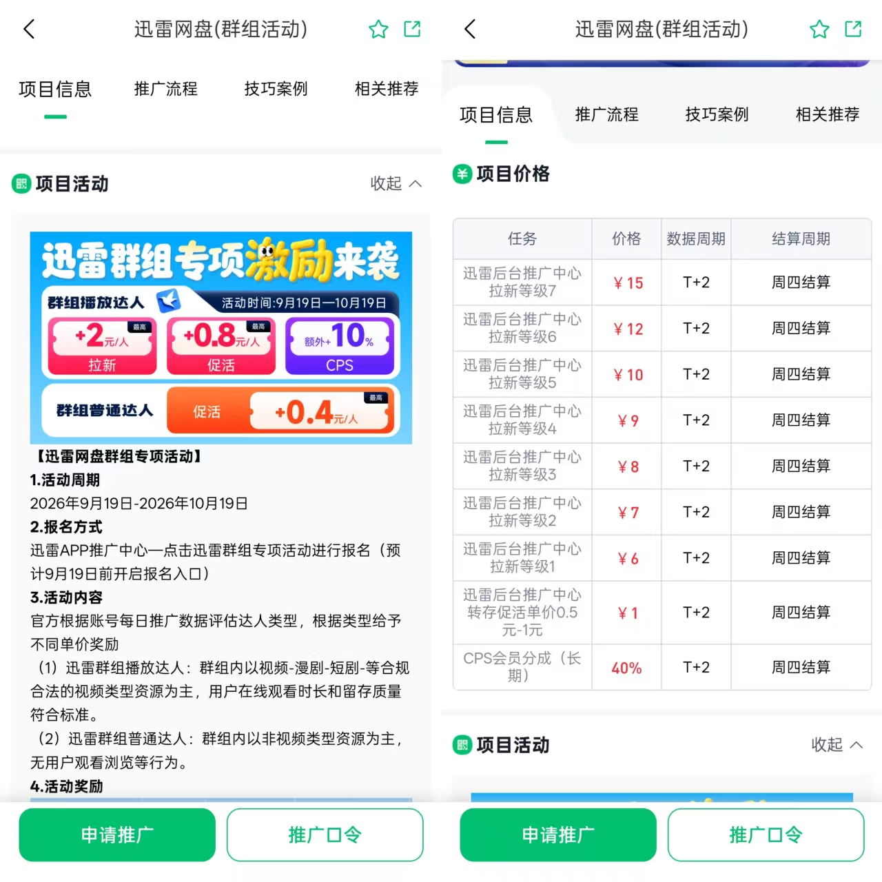 迅雷网盘推广群组活动叠加佣金最高17元（2026年10月政策）